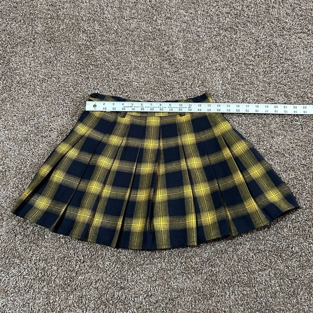 VPTIANCH‎ Yellow and Blue Pleated Mini Skater Skirt